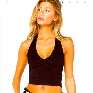 Brandy Melville black halter crop tank